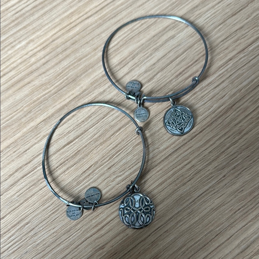 Alex and Ani Silver Charm Bangle Bracelet Set